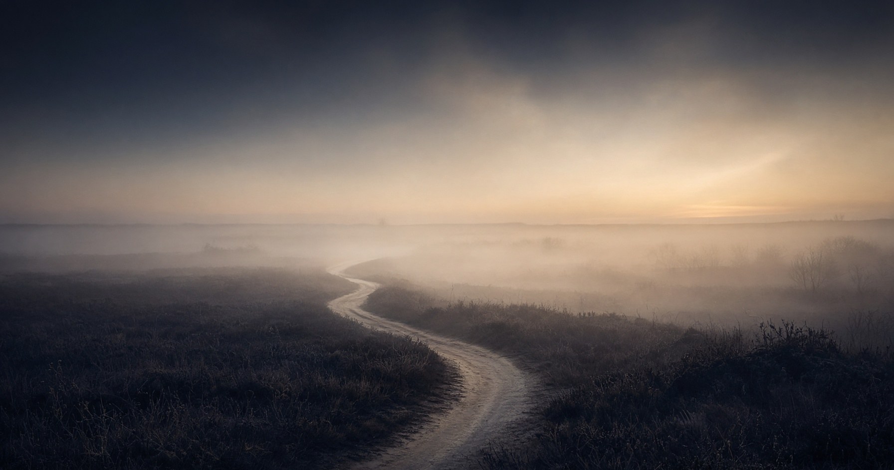 A winding path through morning mist — life does not always move in a straight line